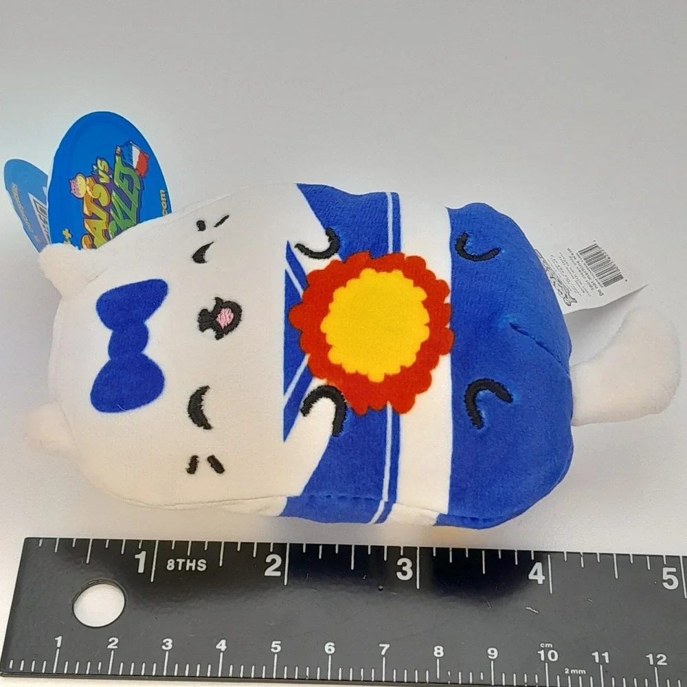 Cats vs Pickles Pom-Paws 113 Plush Bean Bag Toy Cheerleader Cat White Blue